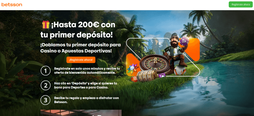 Bono de bienvenida de Betsson de hasta 200 euros sobre el primer depósito
