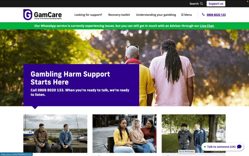 GamCare – Gambling harm support services
