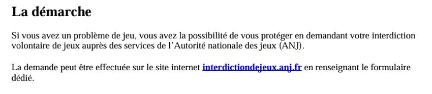 Démarche officielle d’interdiction volontaire de jeux