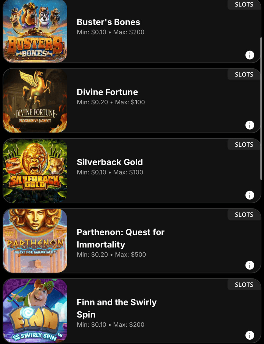 NetEnt slots at Golden Nugget including Divine Fortune, Silverback Gold and Parthenon