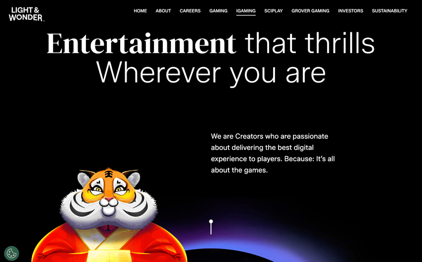 Light & Wonder homepage presenting technology and digital solutions behind Legal Online Slots in Michigan