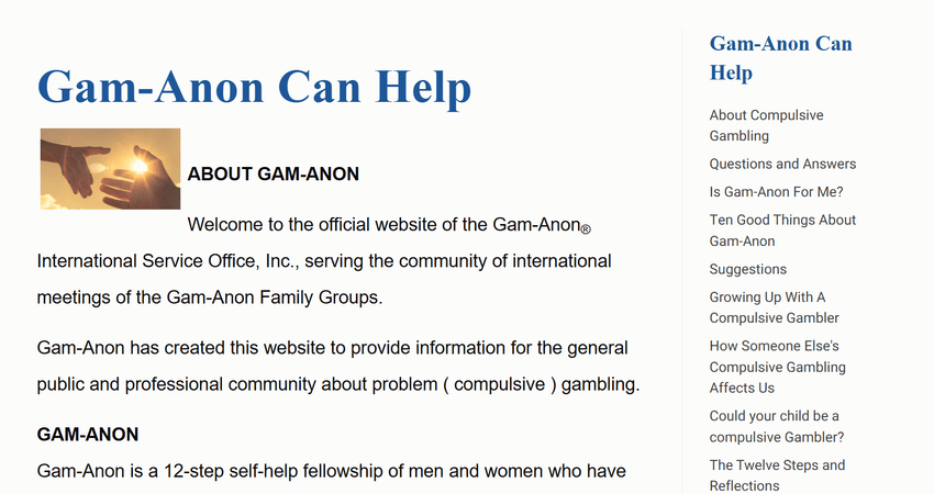 Gam-Anon Can Help section image with supportive hands
