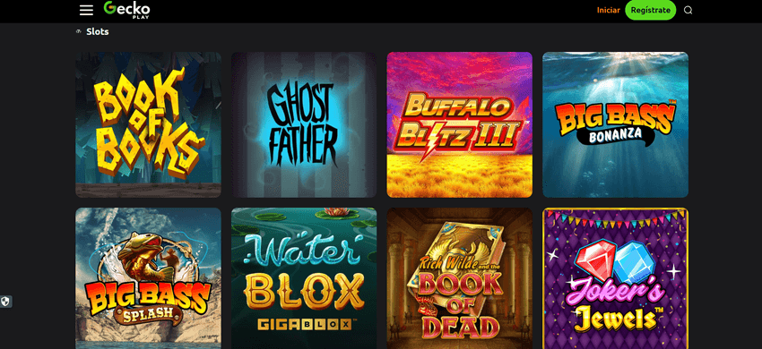Tragaperras disponibles en GeckoPlay Casino Catálogo de tragaperras de GeckoPlay con Big Bass Bonanza y Book of Dead