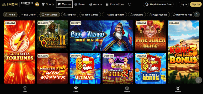 BetMGM Michigan online casino slots page displaying Legal Online Slots in Michigan