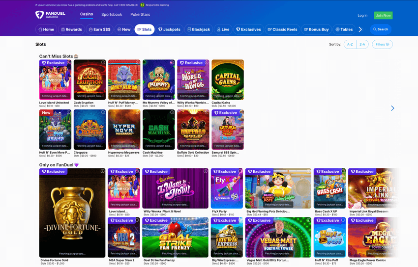 FanDuel Michigan Online Slots FanDuel Michigan online slots lobby showcasing a variety of slot machine games