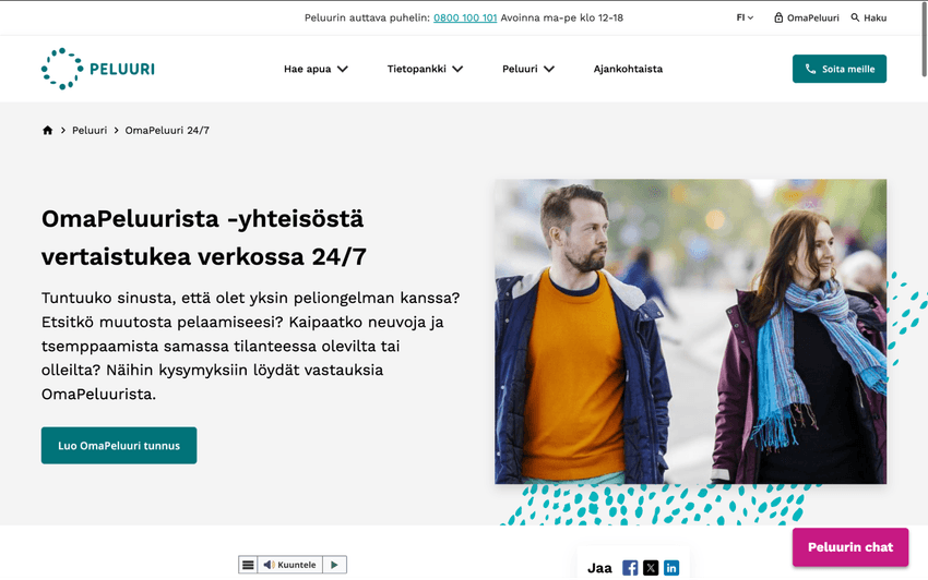 OmaPeluuri-verkkoyhteisö Peluurin sivustolla