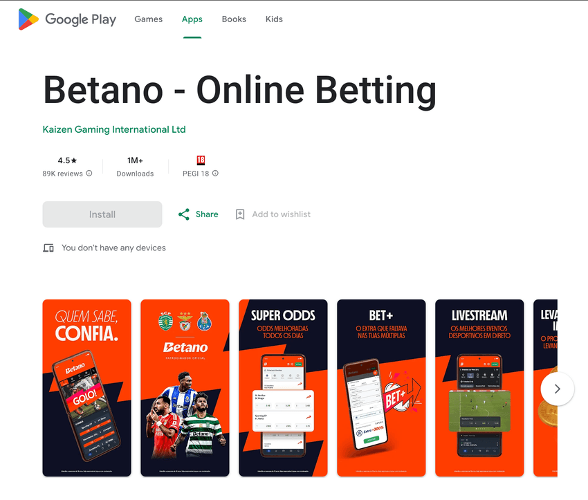 Aplicația Betano Online Betting în Google Play cu rating și detalii