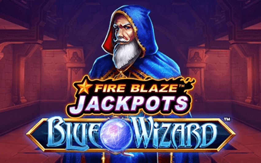 Fire Blaze: Blue Wizard de Playtech Portada de Fire Blaze Jackpots Blue Wizard de Playtech
