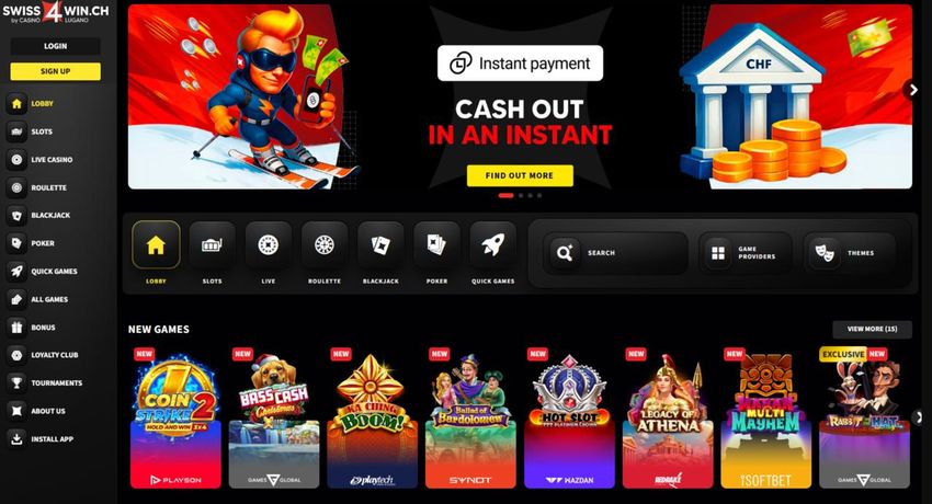 Swiss4Win – Offizielle Schweizer Online-Casino-Website Offizielle Swiss4Win - Legale Plattform mit Online-Casino-Spielen für die Schweiz.