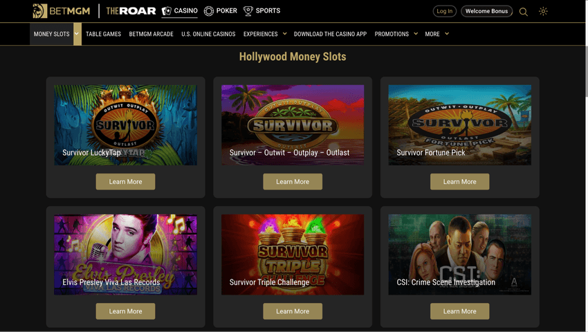 BetMGM Casino West Virginia slots section featuring online slot games, progressive jackpots, and themed titles.