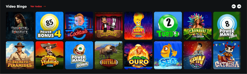 Oferta de videobingo de Casino Barcelona Selección de juegos de videobingo en Casino Barcelona, incluyendo Power Bonus, Buffalo, Sea y La Catrina.