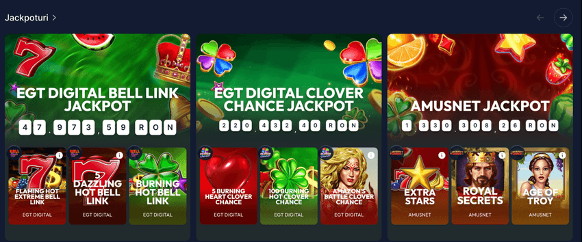 Compararea jackpoturilor EGT Digital Bell Link și Amusnet într-o secțiune de jackpoturi online