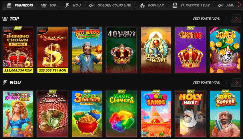 Lobby TopBet cu sloturi populare și jocuri noi