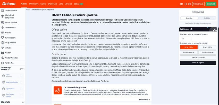 Bonusuri și promoții la Betano Casino Pagina de oferte Betano cu bonusuri de cazino și promoții pentru jucători
